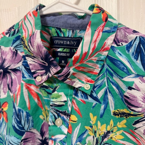 crown & ivy Other - Crown Ivy Classic Fit Men's Medium Short Sleeve Button Down Shirt Tropical Print